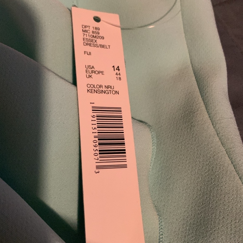 NWT designer Alex Marie Essex Sheath Dress size 14 plus size turquoise lined - Picture 4 of 10